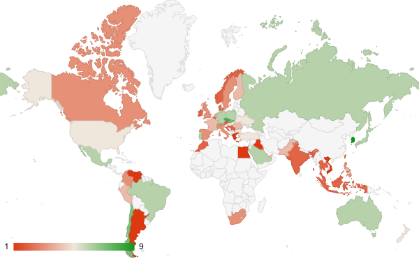 2025년 2월 쇼핑 카테고리 – 국가별 트래픽 패턴 지도