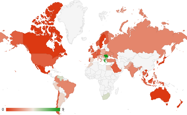 2025년 2월 스포츠 카테고리 – 국가별 트래픽 패턴 지도