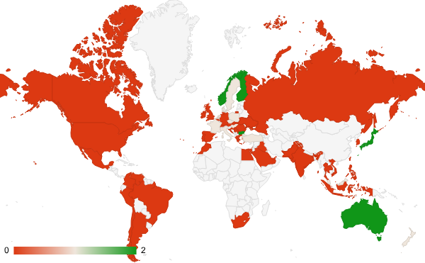 2025년 2월 식음료 카테고리 – 국가별 트래픽 패턴 지도