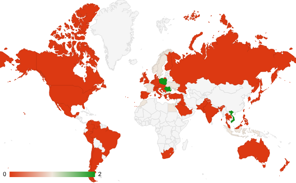 2025년 3월 건강 카테고리 – 국가별 트래픽 패턴 지도