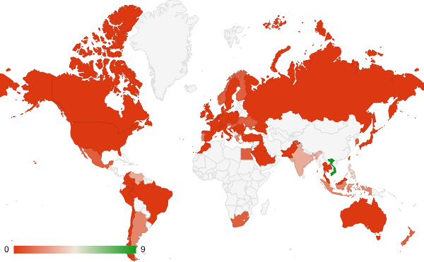 2025년 3월 도박 카테고리 – 국가별 트래픽 패턴 지도