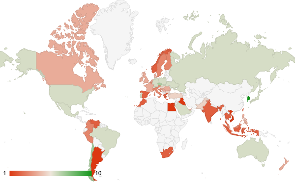 2025년 4월 쇼핑 카테고리 – 국가별 트래픽 패턴 지도