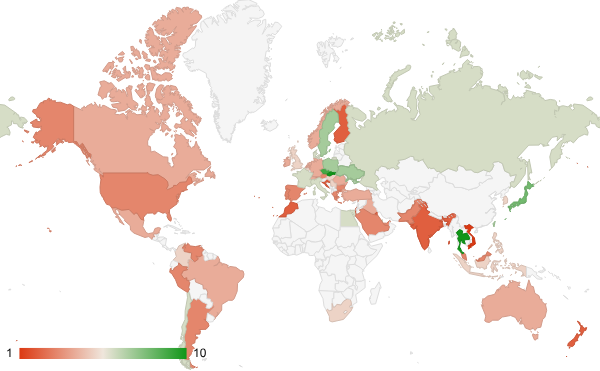 2025년 4월 예술 엔터테인먼트 카테고리 – 국가별 트래픽 패턴 지도