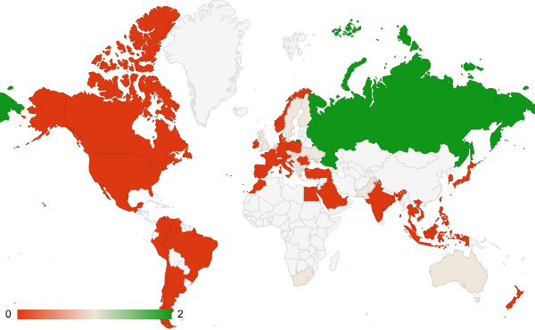 2025년 4월 자동차 카테고리 – 국가별 트래픽 패턴 지도