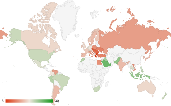 2025년 4월 컴퓨터 및 전자제품 카테고리 – 국가별 트래픽 패턴 지도