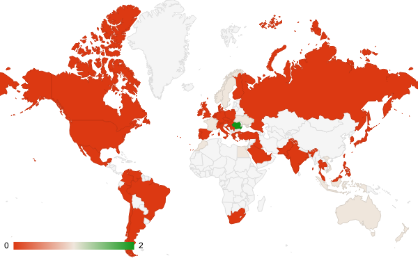 2025년 5월 건강 카테고리 – 국가별 트래픽 패턴 지도