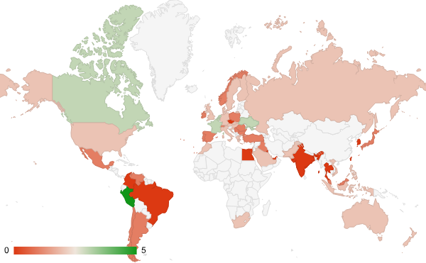 2025년 5월 과학 카테고리 – 국가별 트래픽 패턴 지도