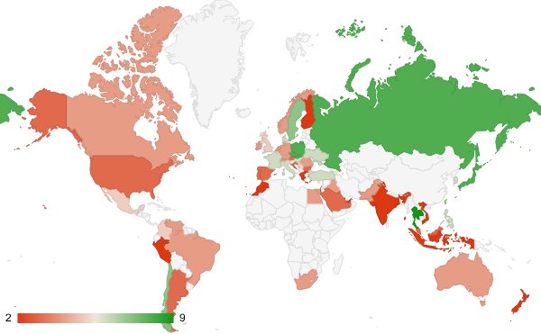2025년 5월 예술 엔터테인먼트 카테고리 – 국가별 트래픽 패턴 지도
