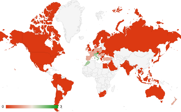 2025년 6월 여행 카테고리 – 국가별 트래픽 패턴 지도