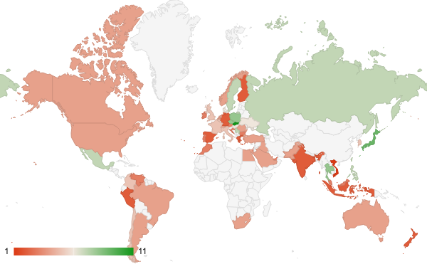 2025년 6월 예술 엔터테인먼트 카테고리 – 국가별 트래픽 패턴 지도