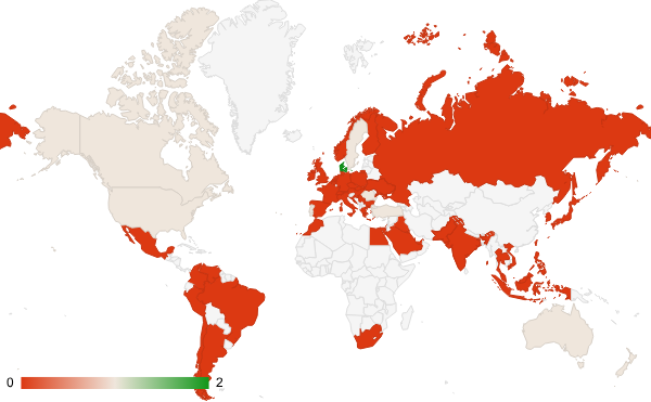2025년 6월 인테리어 및 조경 카테고리 – 국가별 트래픽 패턴 지도