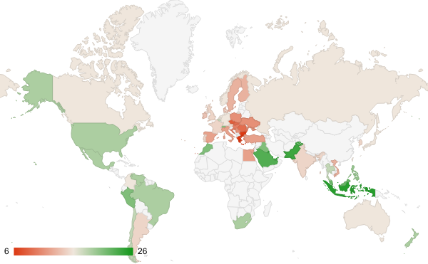 2025년 6월 컴퓨터 및 전자제품 카테고리 – 국가별 트래픽 패턴 지도