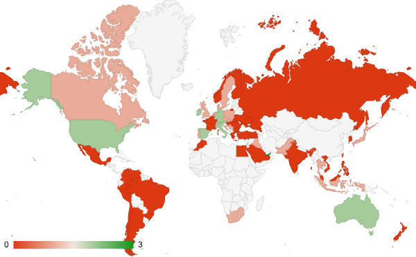 2025년 7월 사업 산업 카테고리 – 국가별 트래픽 패턴 지도