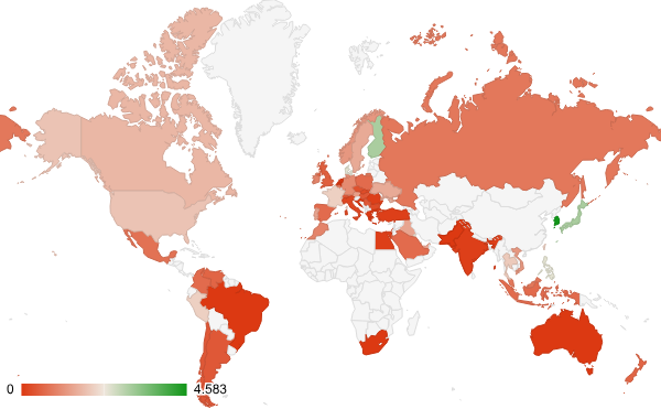 2024년 게임 카테고리 – 국가별 트래픽 패턴 지도
