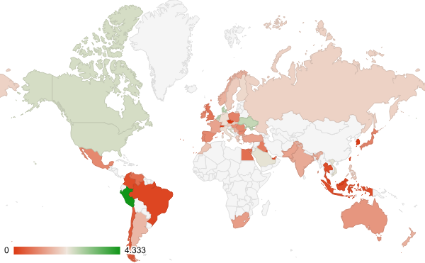 2024년 과학 카테고리 – 국가별 트래픽 패턴 지도