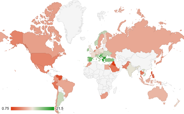 2024년 뉴스 카테고리 – 국가별 트래픽 패턴 지도