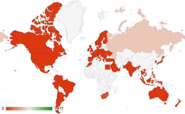 2024년 도서 및 문학 카테고리 – 국가별 트래픽 패턴 지도