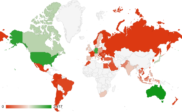 2024년 사업 산업 카테고리 – 국가별 트래픽 패턴 지도