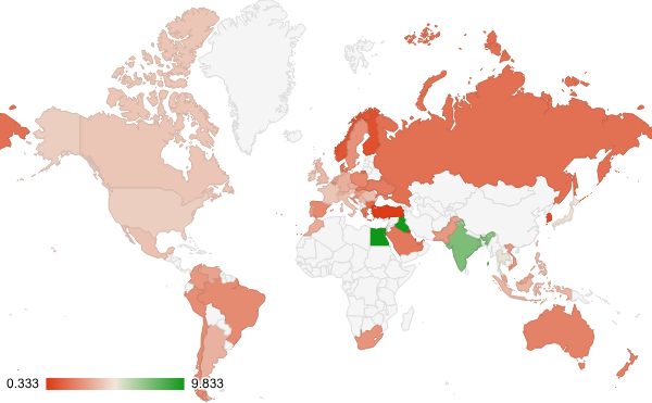 2024년 성인 카테고리 – 국가별 트래픽 패턴 지도