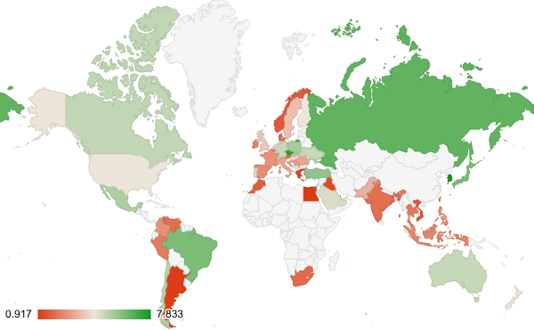 2024년 쇼핑 카테고리 – 국가별 트래픽 패턴 지도