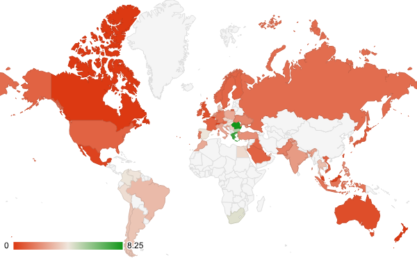 2024년 스포츠 카테고리 – 국가별 트래픽 패턴 지도
