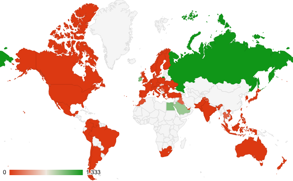 2024년 온라인 커뮤니티 카테고리 – 국가별 트래픽 패턴 지도