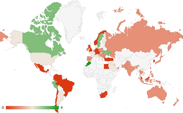 2025년 12월 과학 카테고리 – 국가별 트래픽 패턴 지도