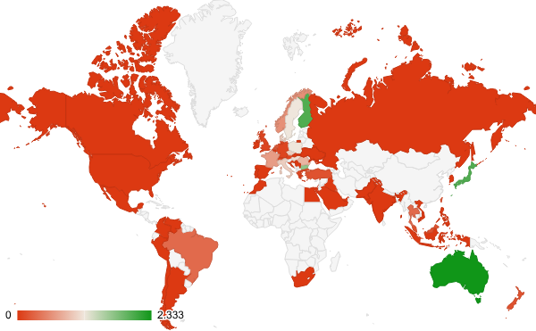 2025년 식음료 카테고리 – 국가별 트래픽 패턴 지도