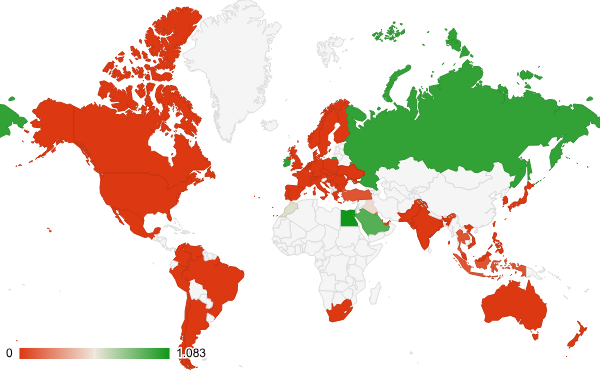 2025년 온라인 커뮤니티 카테고리 – 국가별 트래픽 패턴 지도
